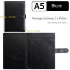 A5 / B5 Carpeta de cuero con Klemmbrett – Carpeta de negocios negra con cuero PU | Mapas de documentos y portapapeles para oficinas y reuniones 