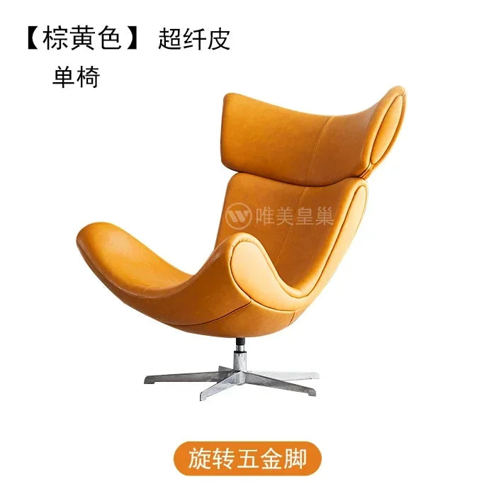 Ergonomischer Designer-Ledersessel im nordischen Stil – Moderner Relax- & Wohnzimmerstuhl mit Komfortschaum für stilvolles Wohnen