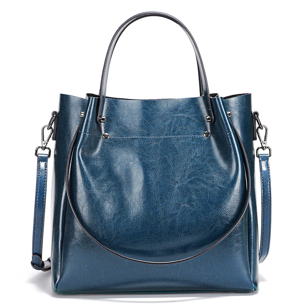 ZENCY Multifunktionale Ledertasche – Große Shopper Bag aus 100% Echtleder für Damen, Schulter- & Crossbody Tote, Rot