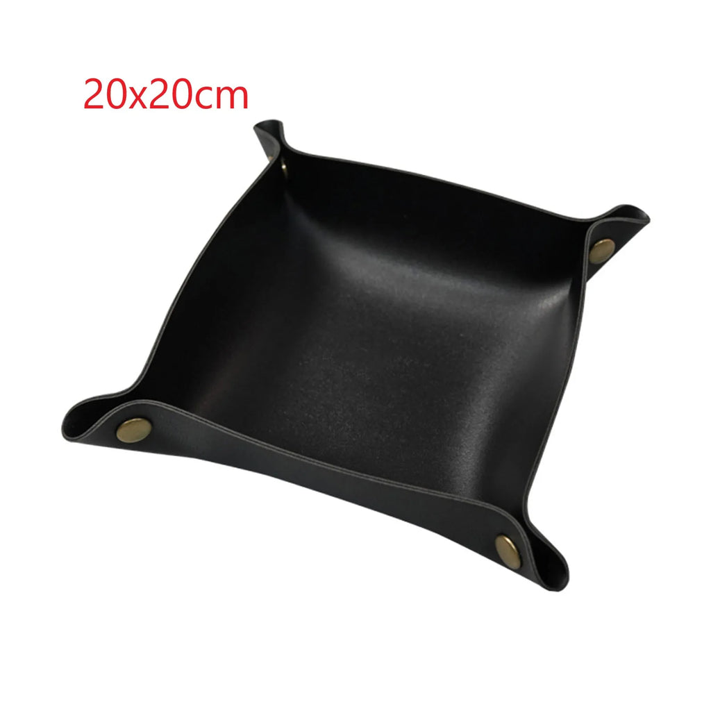 Moderne PU Leder Ablageschale - Bandeja decorativa para guardar cosméticos, geles y maquillaje (20 × 20 cm / 25 × 25 cm)