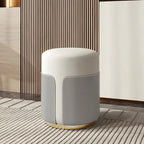 Runder Leder Sitzhocker – Kleiner niedriger Sofa- & Beistellhocker für Wohnzimmer, Lounge & Kaffeebereich