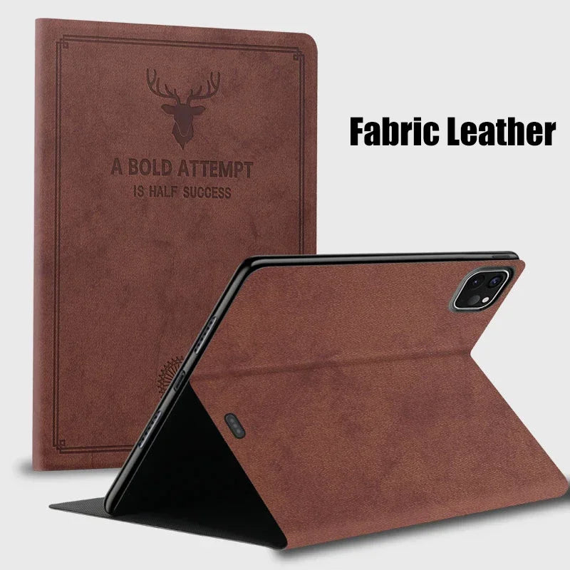 Housse en cuir Premium Deer Head pour iPad Air, iPad Pro et iPad mini – Support de support, protection contre les rayures 
