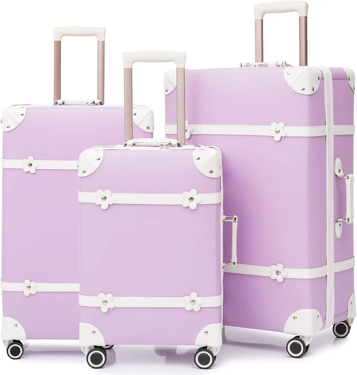Urecity 3-teiliges Vintage PU-Leder Rolling Luggage Set – 20/24/28 Zoll Trolley Koffer mit Handtasche für Damen & Herren