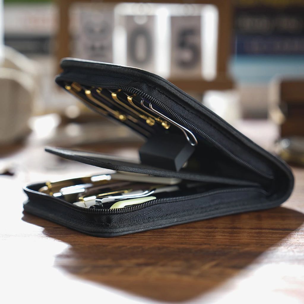 Echtes Leder Federmäppchen mit 12 Stift-Slots – Große Kapazität Zipper-Etui für Büro, Schule & Reisen