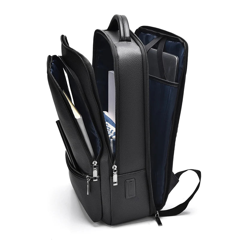 Sac à dos en cuir PU pour hommes – Fonction de chargement USB, sac à dos d'affaires et d'ordinateur portable plus moderne pour bureau et loisirs 