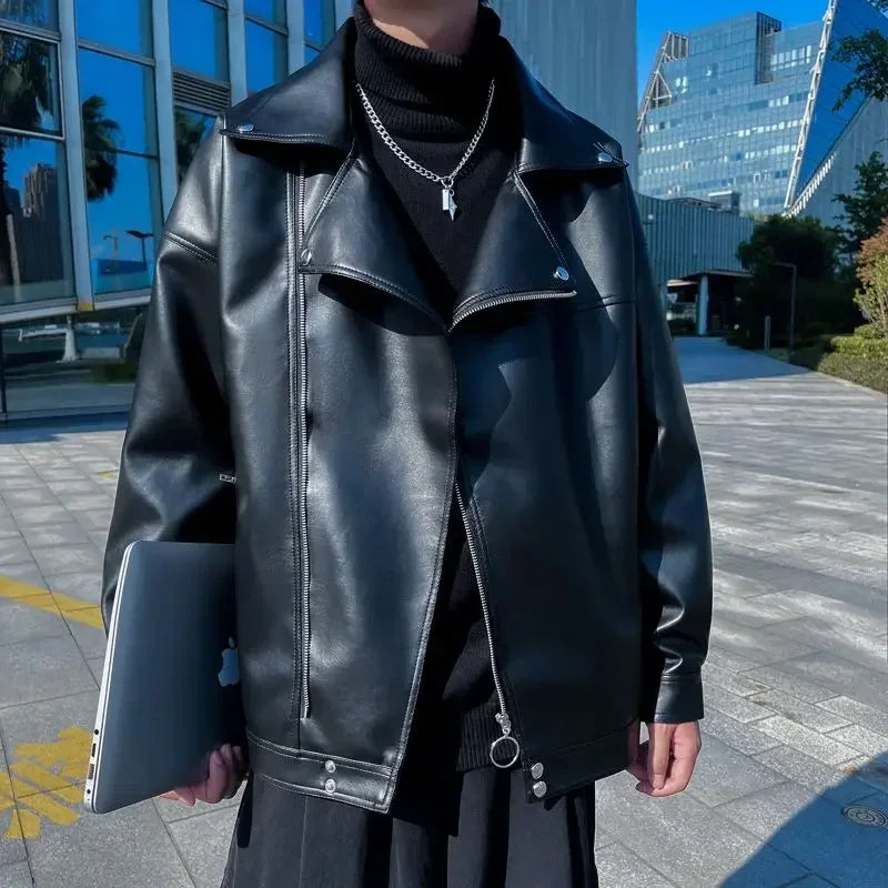 Herren Lederblazer 2025 im Korean Style – Moderner Designer Blazer mit Reißverschluss für Herbst & Winter