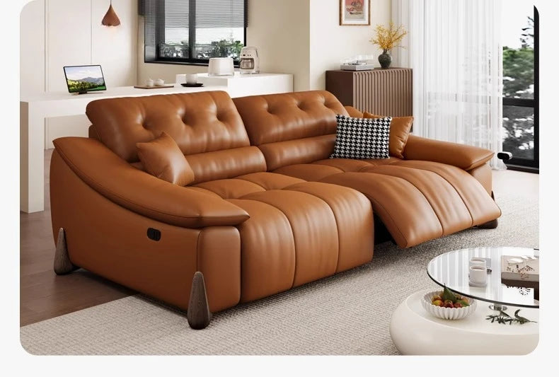 Elektrisches italienisches Multifunktions-Ledersofa – Minimalistisches Designer Schlafsofa aus Rindsleder, hochwertiges Relax-Sofa für Wohnzimmer