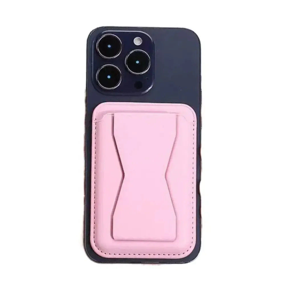 MagSafe Kartenhalter aus PU-Leder – Diebstahlsicheres Kartenetui für iPhone 16 / 15 / 14 / 13 Pro Max | Magnetische Wallet mit Standfunktion