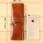 2er Set Braun Leder Stifteetui 19,5 × 7 cm – Praktische Leder Pen Bags für Schule, Büro &amp; stilvolle Geschenkidee