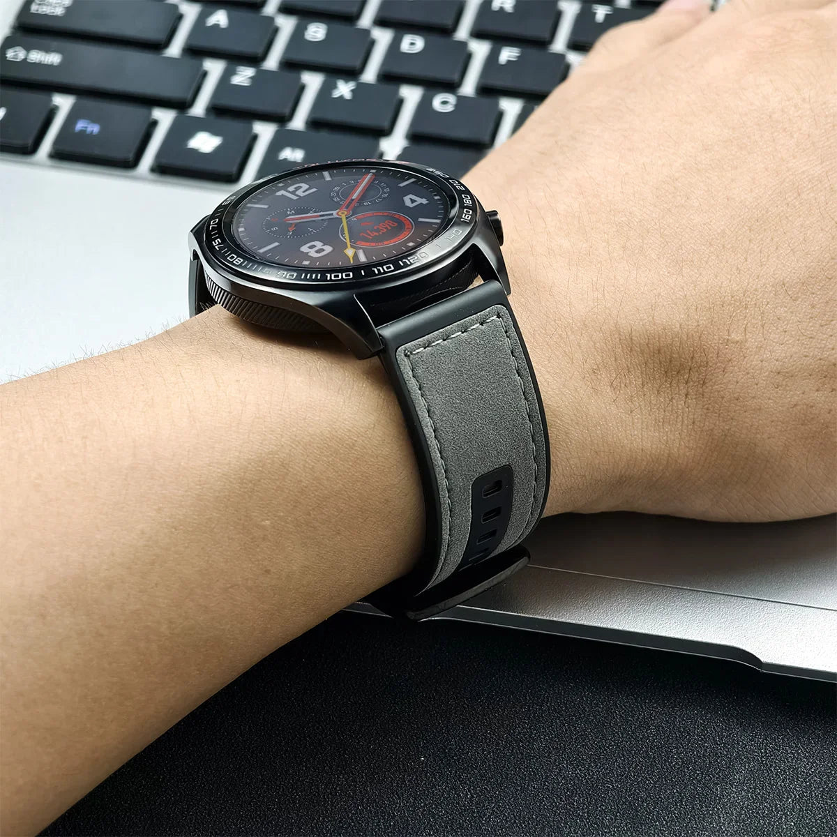 Brazalete de silicona de cuero de 22 mm para Huawei Watch GT5 / GT5 Pro / GT4 y Samsung Galaxy Watch – Brazalete híbrido robusto para modelos de 46 mm y 45 mm