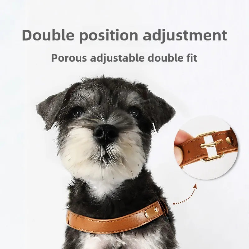 Wasserdichtes Leder Hundegeschirr mit Leine – Verstellbares Brustgeschirr-Set mit Schnellverschluss für kleine &amp; mittelgroße Hunde