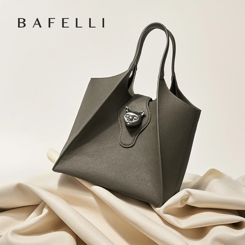 BAFELLI Damen & Unisex Tote Bag aus echtem Leder 2025 – Luxuriöse Reise- & Business-Handtasche im Casual Design