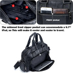 BULLCAPTAIN Herren Aktentasche aus echtem Rindsleder – Business &amp; Freizeit Laptoptasche für 14 Zoll, elegante Schulter- &amp; Messenger-Bag en Schwarz 