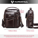 HUMERPAUL Herren Leder Messenger Bag – Vintage Crossbody Umhängetasche mit Mehreren Fächern für Business & Alltag