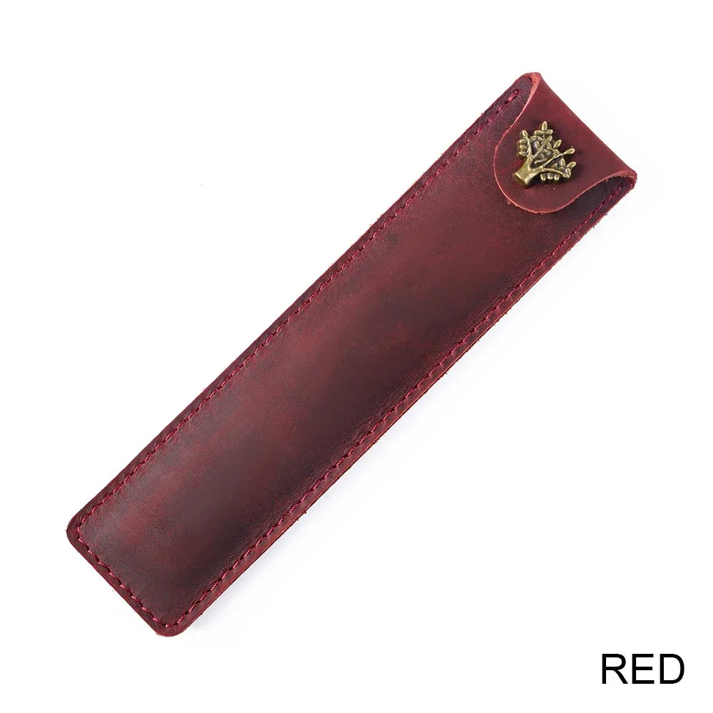 Étui à crayons en cuir véritable au dos – Étui à stylos Schlankes pour un étui à crayons | Étui à stylos en cuir élégant pour voyages, carnets de notes et journaux 