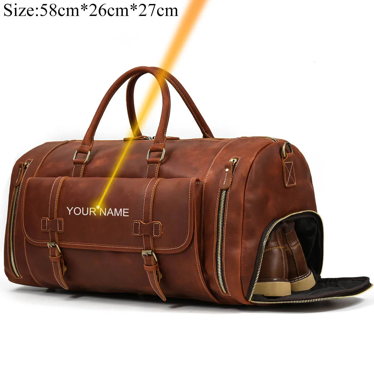 LUUFAN Herren Leder Reisetasche aus echtem Rindsleder – Große Vintage Crazy Horse Duffle Bag mit Schuhfach, Business- & Weekender Tasche