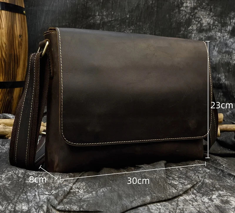 Newsbirds Vintage Herren Leder-Aktentasche – Crazy Horse Laptop Messenger Bag para oficina y oficina 