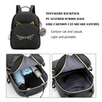 AIZHIYI Mochila para mujer y mujer – Kleiner PU Leder Schulrucksack mit Katzenmotiv, leicht &amp; wasserabweisend