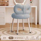 Premium Make-up Stuhl aus Leder – Drehbarer &amp; höhenverstellbarer Schminkstuhl in Creme mit Schleifen-Rückenlehne