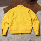 Mauroicardi Herren PU Lederjacke Gelb – Kurze, weiche Designerjacke mit Umlegekragen im High-Street-Stil für Frühling & Herbst 2025