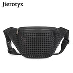JIEROTYX Damen Gürteltasche - Riñonera vintage de cuero PU con bolso alto, alto y de pecho en estilo gótico
