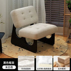 Massivholz Einzelsessel im asiatisch-nordischen Stil – Retro Akzentstuhl mit Öl-Wachs-Leder-Optik für entspanntes Wohnen