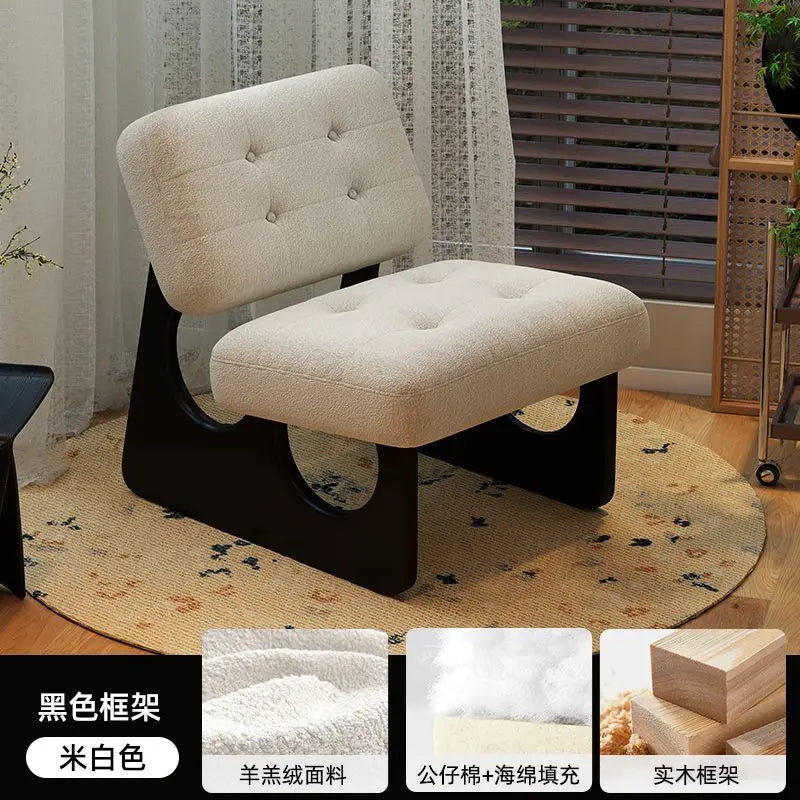 Massivholz Einzelsessel im asiatisch-nordischen Stil – Retro Akzentstuhl mit Öl-Wachs-Leder-Optik für entspanntes Wohnen