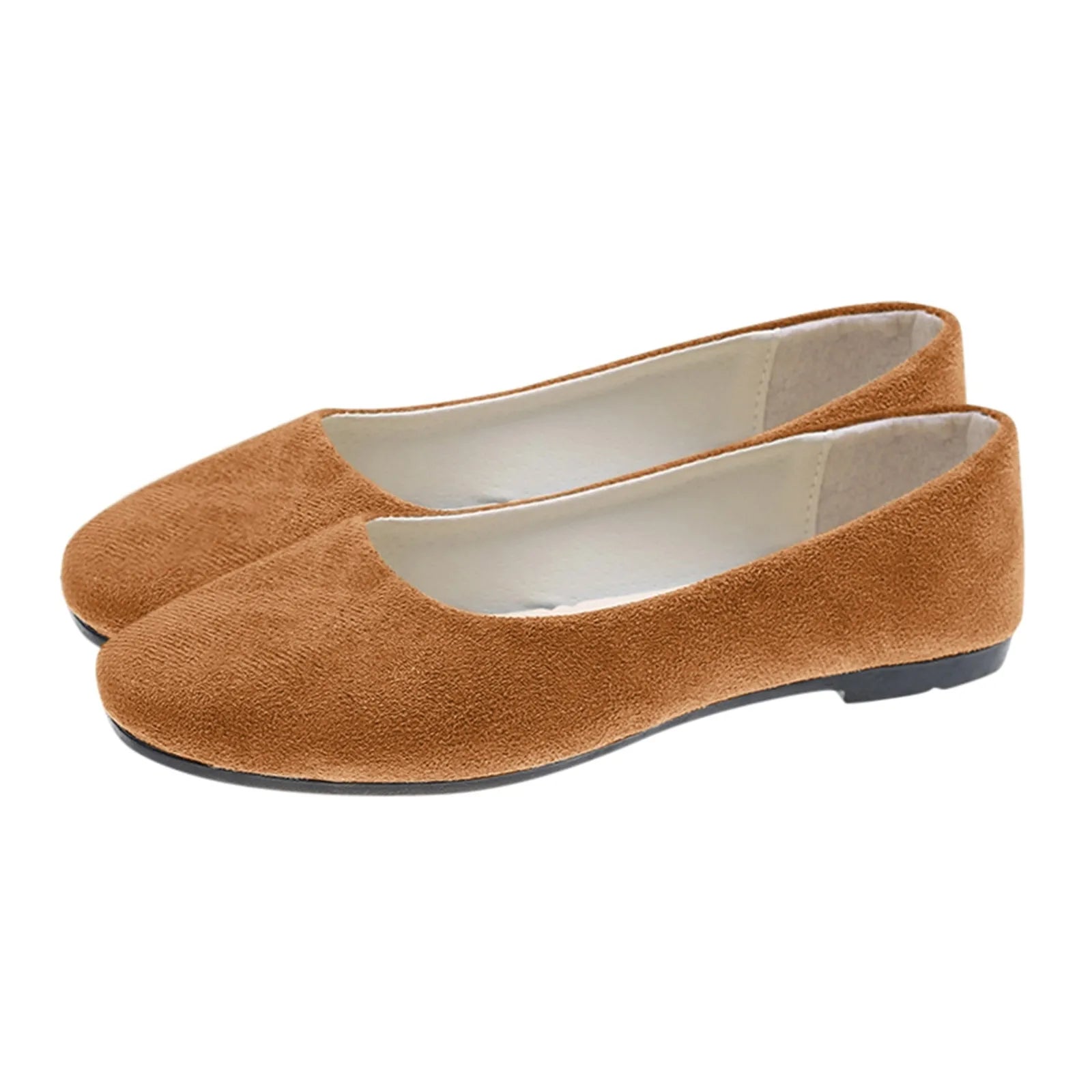 Dames Flats 2025 – Bequeme Runde Zehen Ballerina Flats en Suède avec Weicher Sohle, Casual Mom Shoes