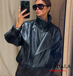 Damen PU Lederjacke mit Stehkragen – Pilot Jacke mit Reißverschluss, Streetwear Herbst Winter 2025