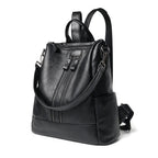 Damen PU-Leder Rucksack – Modischer schwarzer Softback mit großem Stauraum für Schule, Studium & Alltag