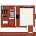 Professionelle Leder A4 Konferenzmappe mit Klemmbrett &amp; Taschenrechner – Portafolio de negocios para oficinas y reuniones