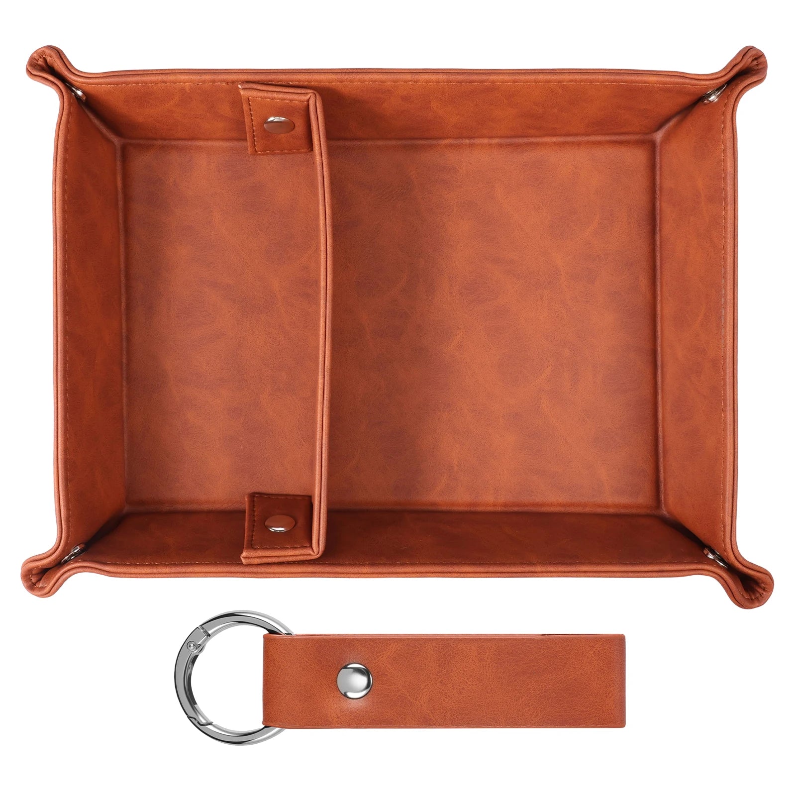 Faltbare PU Leder Ablageschale (Valet Tray) – Eleganter Desktop- & Nachttisch-Organizer für Schlüssel, Handy, Brille & Accessoires