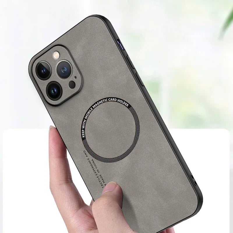 Funda de cuero MagSafe para iPhone – Funda de cuero vintage con función magnética para iPhone 11 a 15 Pro Max, Plus, XR y XS Max