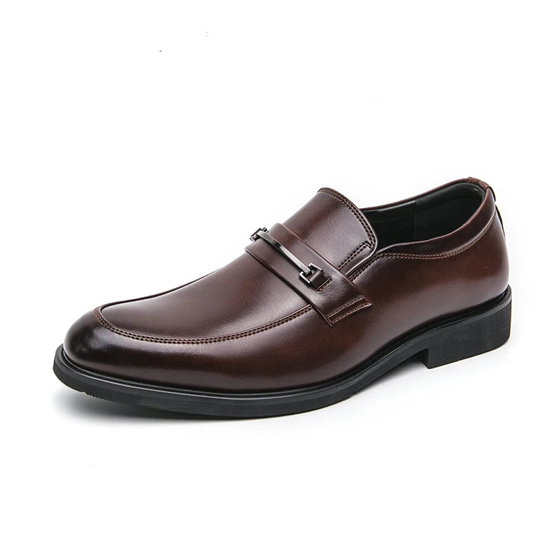 Mocasines de cuero de negocios para hombre: zapatos clásicos sin cordones con forma de zehenform, zapatos de vestir elegantes para la oficina, el tiempo alto y todos los días 