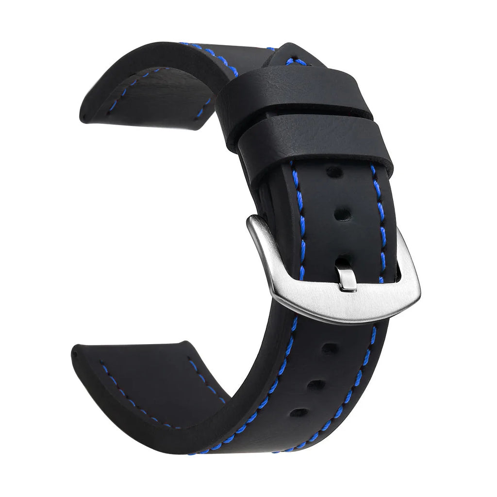 SAMCO Sport Vintage Leder-Uhrenarmband mit Edelstahlschließe - Correa de reloj clásica 18 / 20 / 22 / 24 mm para brazaletes