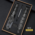 Echtes Leder Uhrenarmband mit Schmetterlingsschließe & Holzbox – Premium Armband 18/20/22/24 mm für klassische Armbanduhren