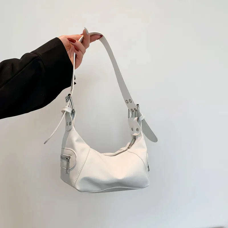 Damen Baguette Schultertasche aus PU-Leder – Retro Achseltasche mit Reißverschluss, großem Stauraum & elegantem Vintage-Design