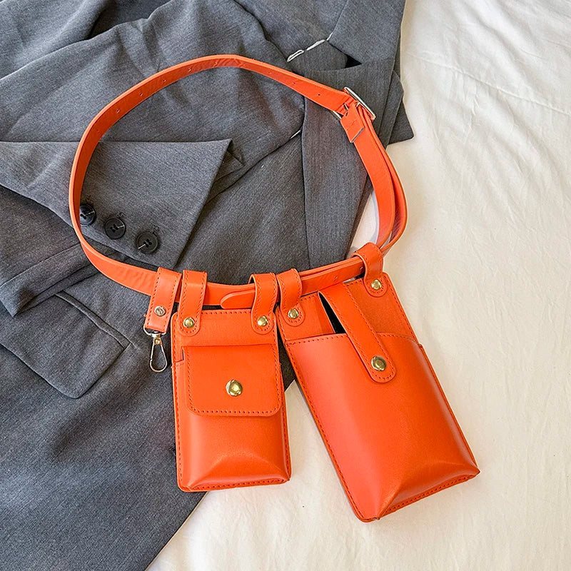 LXHYSJ Damen 2-in-1 Bauchtasche – Leder Crossbody & Chest Bag, Designer Mini Fanny Pack für Frauen 2024