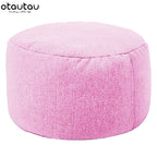 OTAUTAU Runder Sitzpouf aus Baumwoll-Leinen (30 cm) – Bean Bag Ottoman mit Füllung, minimalistischer Fußhocker & Tatami Bodensitz
