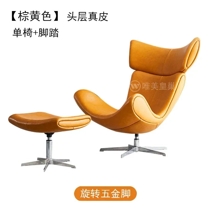 Ergonomischer Designer-Ledersessel im nordischen Stil – Moderner Relax- & Wohnzimmerstuhl mit Komfortschaum für stilvolles Wohnen