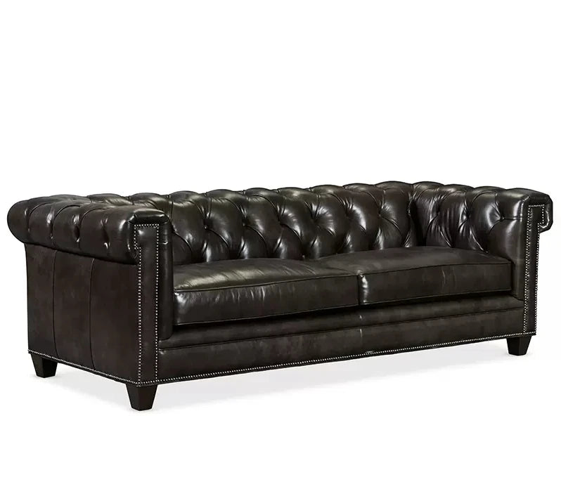 Chesterfield Sofa aus echtem Leder – Hochwertiges Oil-Wax Leder Sofa im American Style, 3-Sitzer Luxus Couch für Wohnzimmer