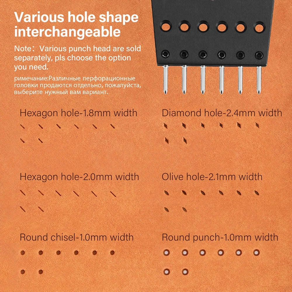 WUTA Austauschbare Rundloch- & French-Style Schlagköpfe – 20-teiliges Zubehörset für 3. Generation Leder Stichwerkzeuge