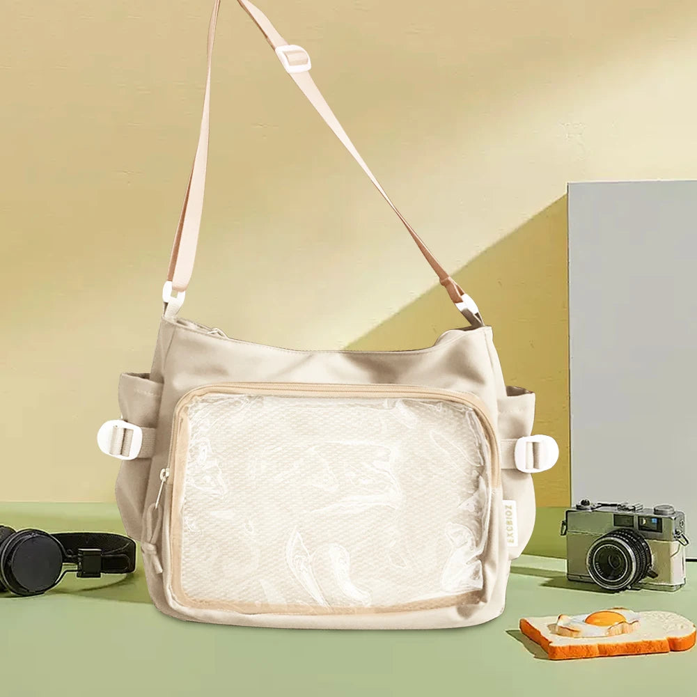 Sac Ita pour femme au style japonais – Sac à dos avec fenêtre claire, multi-poches et sacs de rangement