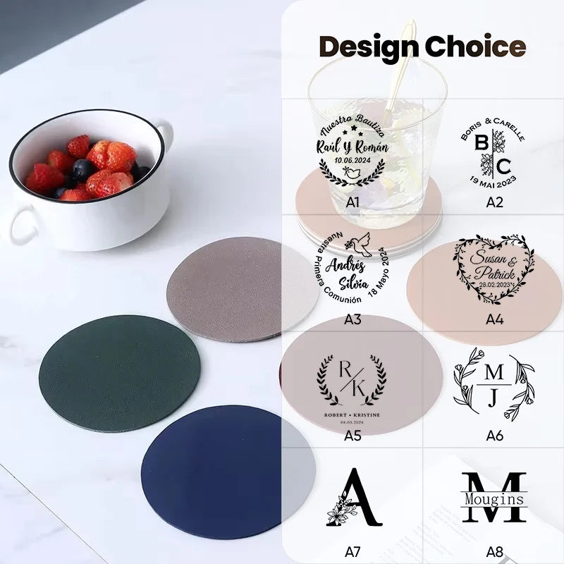 Individueller PU-Leder Untersetzer mit Logo – Achteckiger Kaffee- &amp; Tassenuntersetzer im nordischen Stil | Résistant à l'eau et moderne 