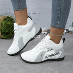 Damen Designer Sneaker mit Plateau – Leichte & atmungsaktive Freizeitschuhe aus PU-Leder, rutschfeste Casual Sportschuhe für Frühjahr & Herbst