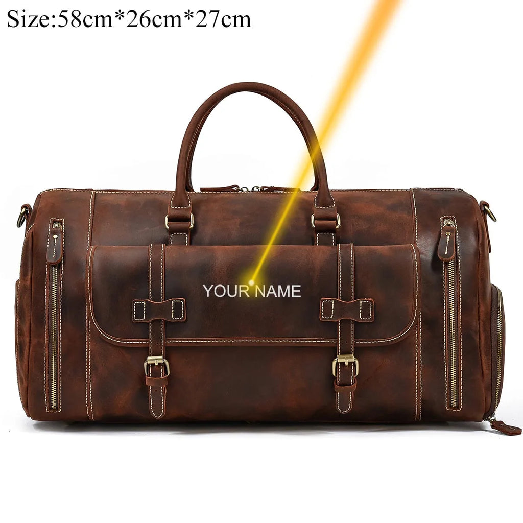 LUUFAN Bolsos de cuero para hombre con bolso de cuero vintage – Bolso de lona Vintage Crazy Horse grande con bolso de mano, bolso de negocios y de fin de semana 