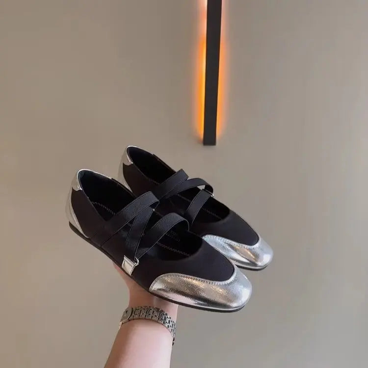 2025 Frühling/Herbst Mary Jane Flats – Ballett-inspirierte Rund-Toe Slip-On Damen Schuhe mit Elastikriemen, Vintage Arbeitspumps