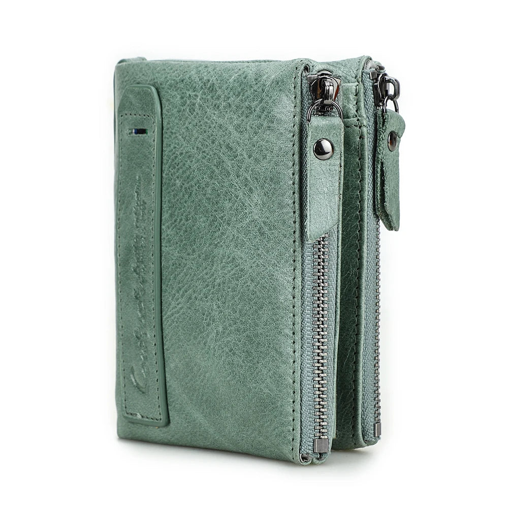 CONTACT'S Damen Geldbörse aus echtem Leder – Kompakte Bifold Wallet mit Kartenfächern, Münzfach &amp; Reißverschluss