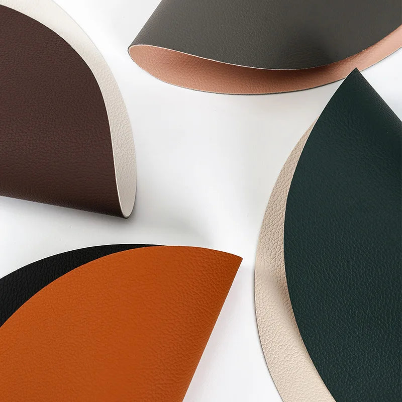 Runde PU-Leder Tischsets &amp; Untersetzer – Beidseitige, wasserdichte &amp; ölbeständige Platzmatten für Küche &amp; Café