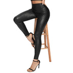 Damen Leopard PU Leder Leggings – High Waist, elastisch & Slim Fit, Animal-Print Pencil Pants für Herbst & Winter